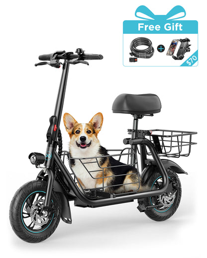 Gyroor C1S Electric Scooter 800W – Front & Rear Baskets