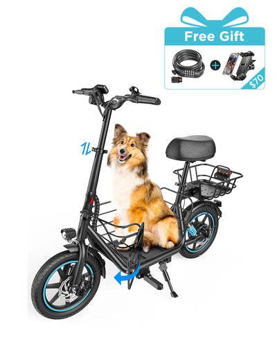 Gyroor C1Plus 1000W Electric Scooter with Dual Baskets for Pets & Cargo