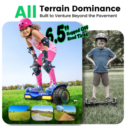 Gyroor Hoverboard New G13 All Terrain Hoverboard with LED Lights, Off Road Hoverboard with Bluetooth for Kids ages 6-12 and Adults