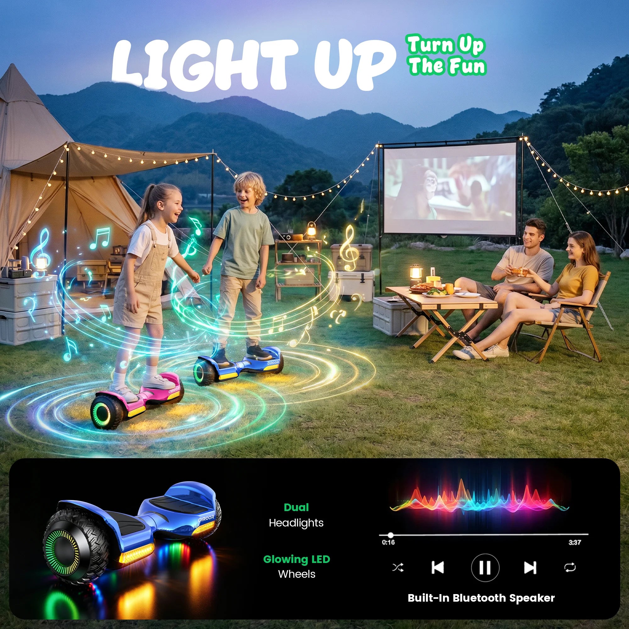 Gyroor Hoverboard New G13 All Terrain Hoverboard with LED Lights, Off Road Hoverboard with Bluetooth for Kids ages 6-12 and Adults