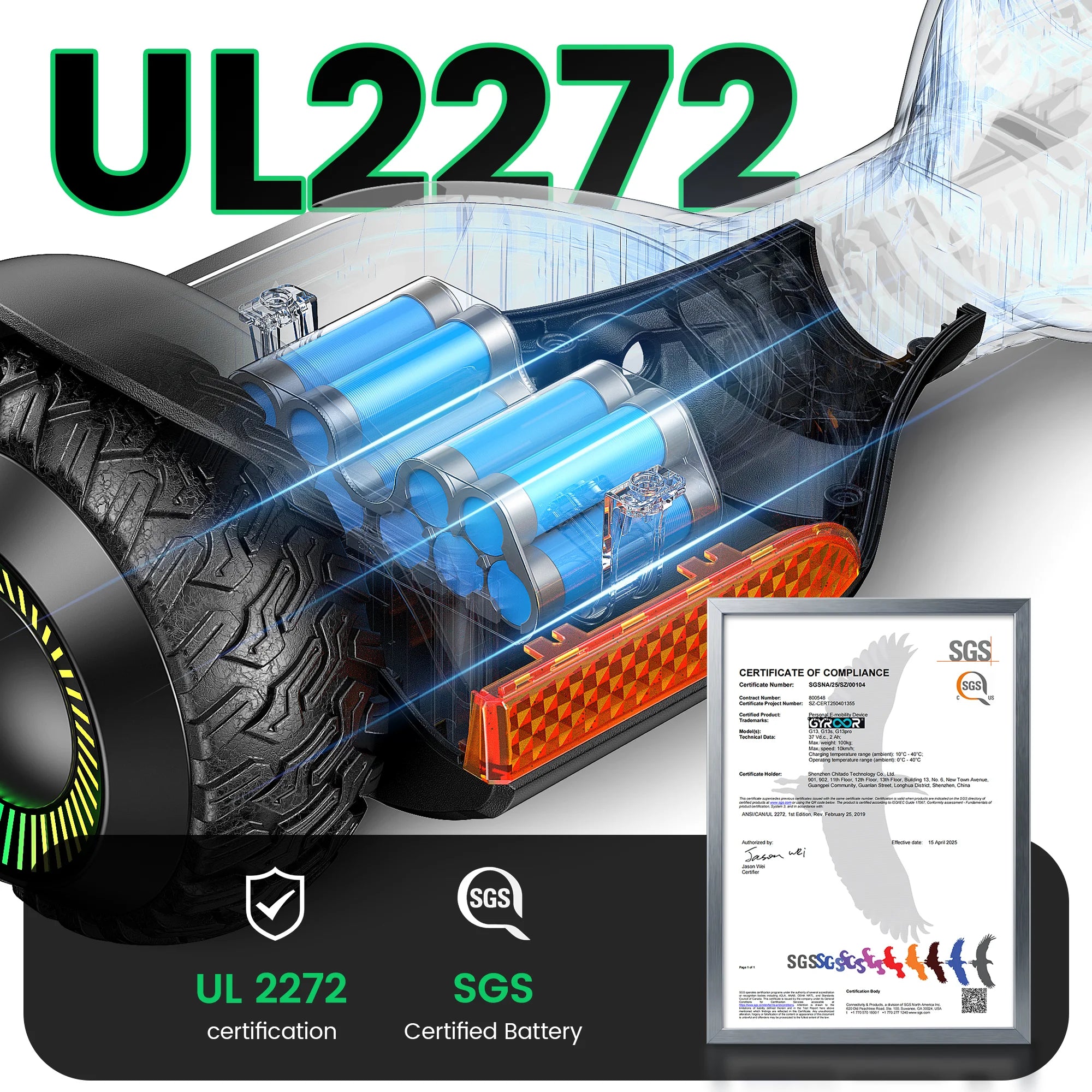 Gyroor Hoverboard New G13 All Terrain Hoverboard with LED Lights, Off Road Hoverboard with Bluetooth for Kids ages 6-12 and Adults