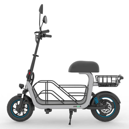 Gyroor C4 1200W electric scooter with dual baskets for pets and cargo