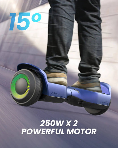 Gyroor G13 hoverboard with K2 go-kart, side riding view