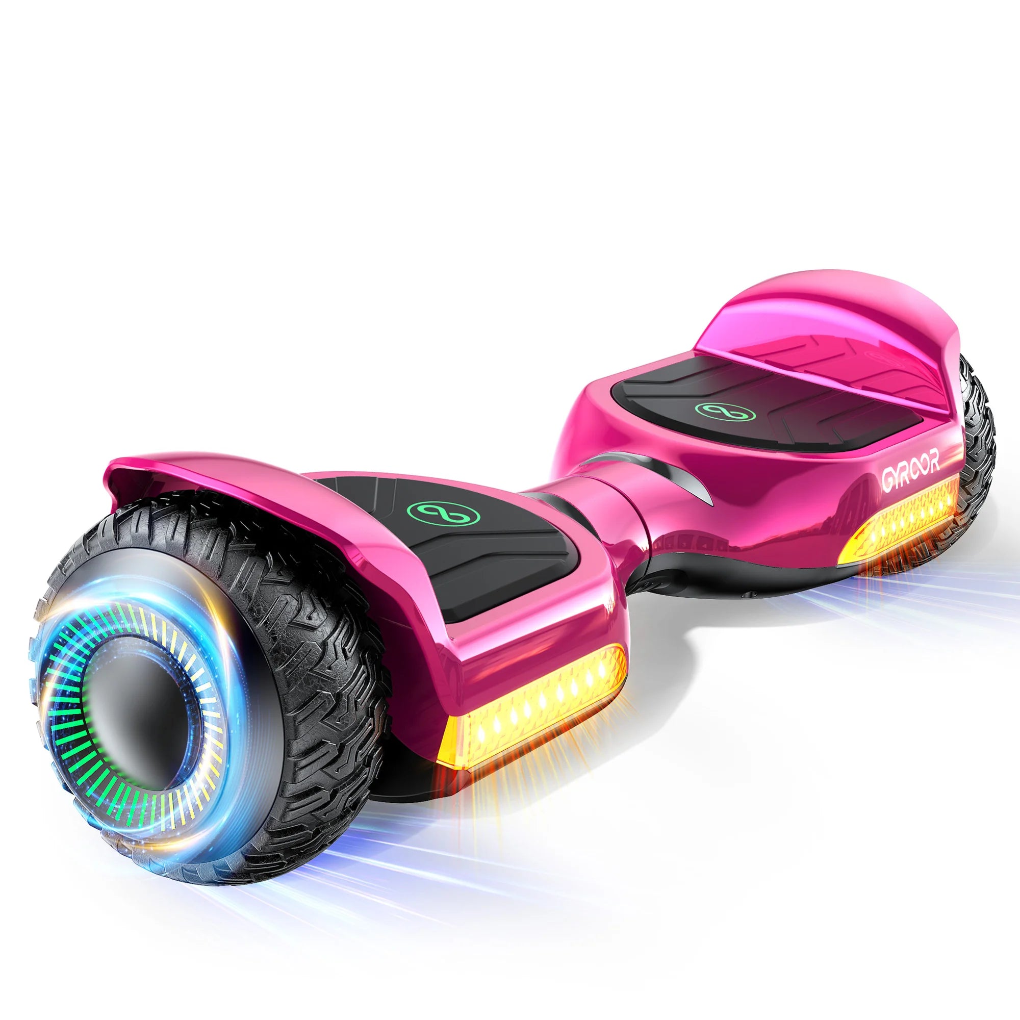 Gyroor Hoverboard New G13 All Terrain Hoverboard with LED Lights, Off Road Hoverboard with Bluetooth for Kids ages 6-12 and Adults -Metallic Rose Pink