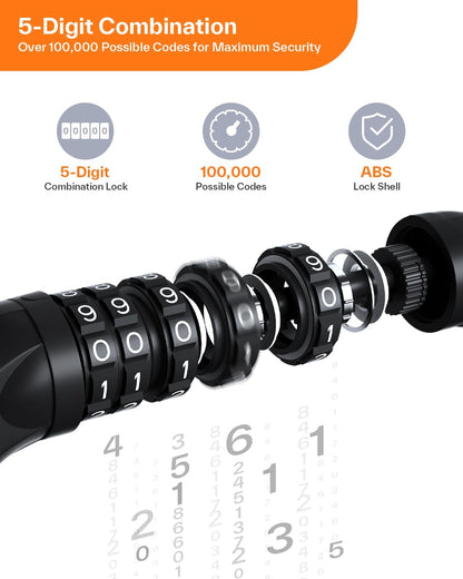 High Security 5 Digit Combination Anti Theft Bike Chain Lock