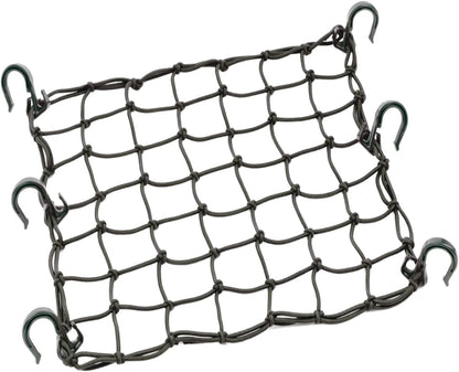 Black cargo net with hooks on a white background