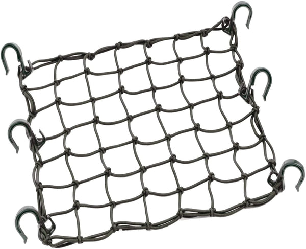 Black cargo net with hooks on a white background