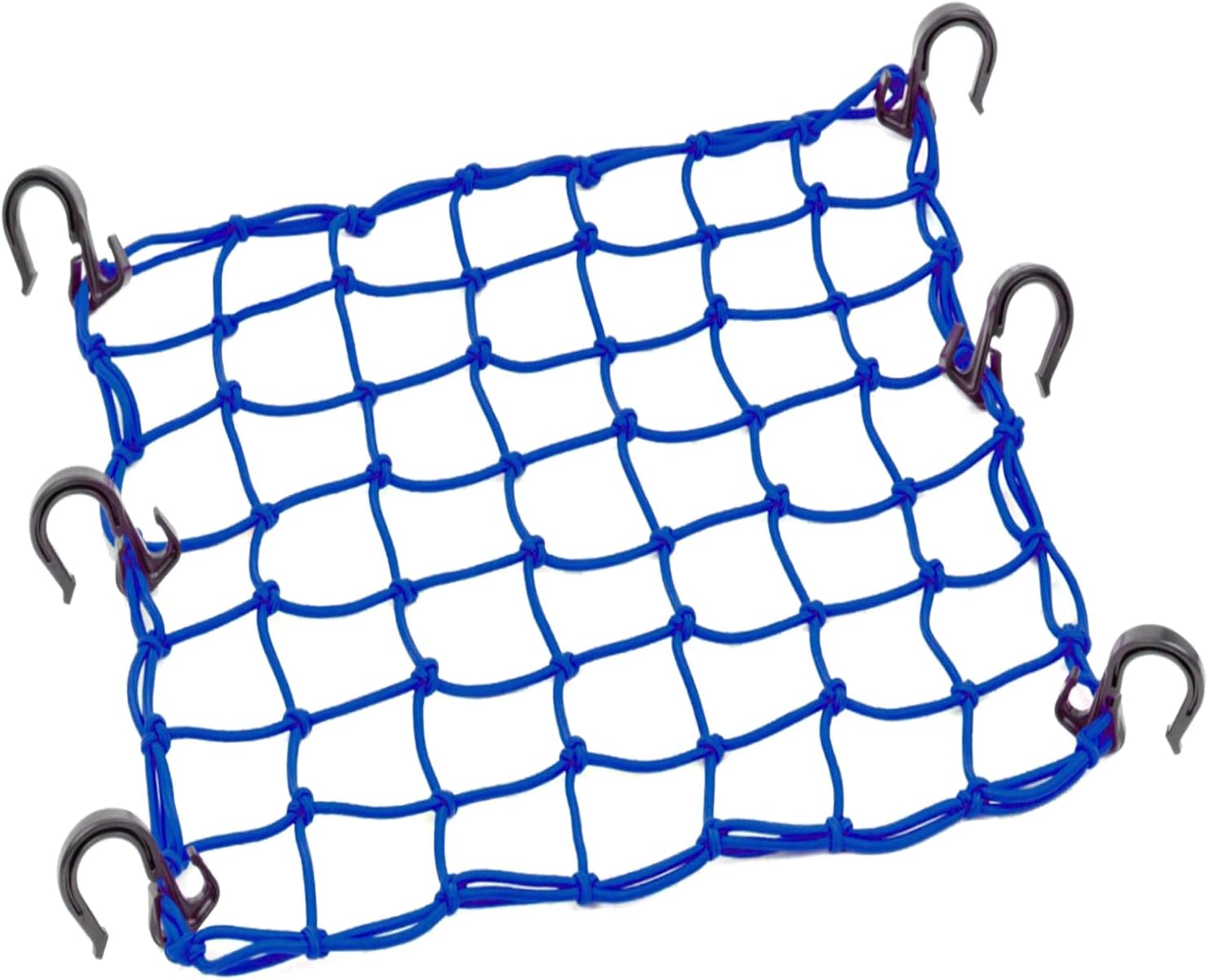 Blue cargo net with hooks on a white background