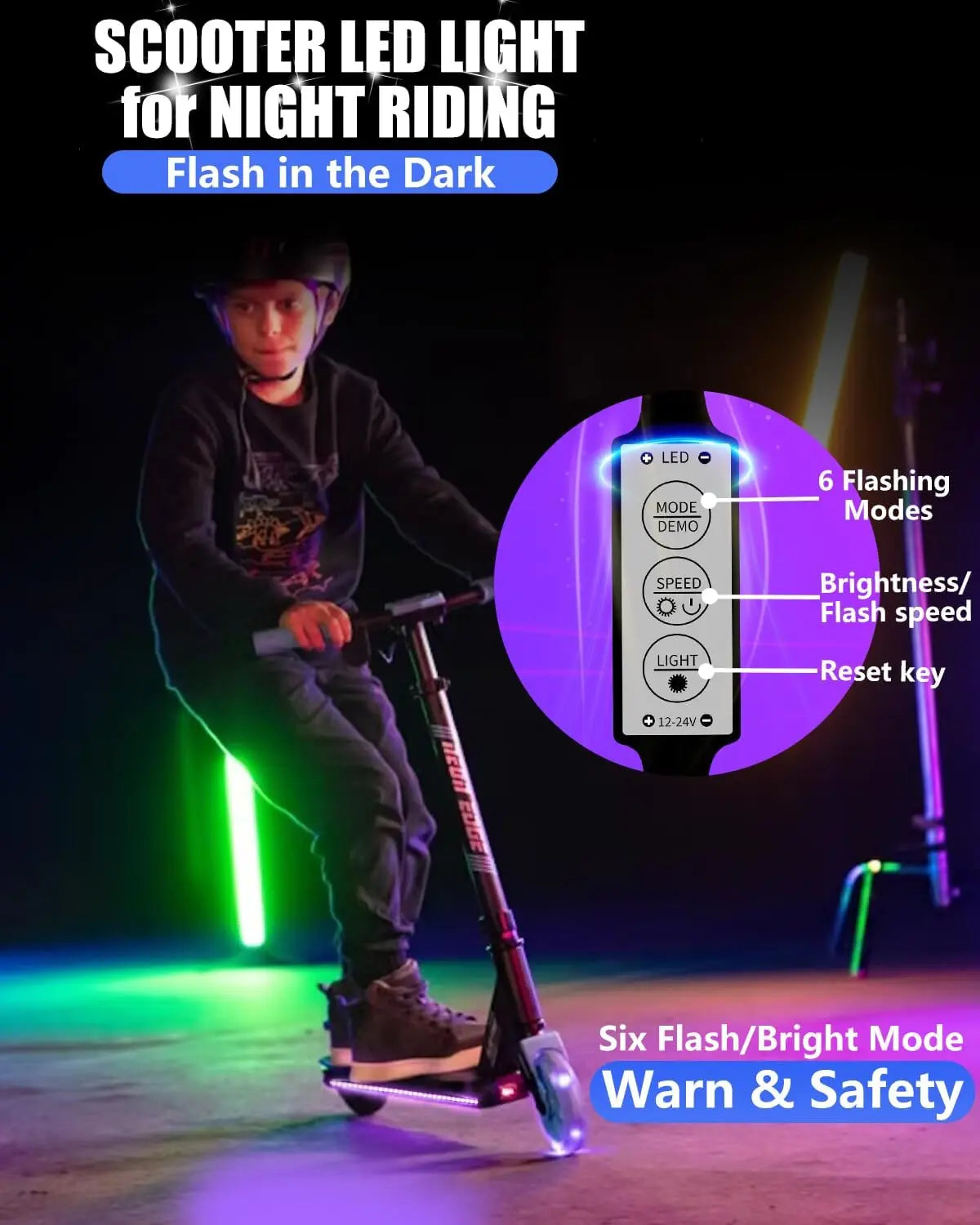 Led Lights for Scooter Night Riding GYROOR Led-Lights-Green Led-Lights-Blue Led-Lights-Pink Led-Lights-Red Led-Lights-White Led-Lights-Yellow