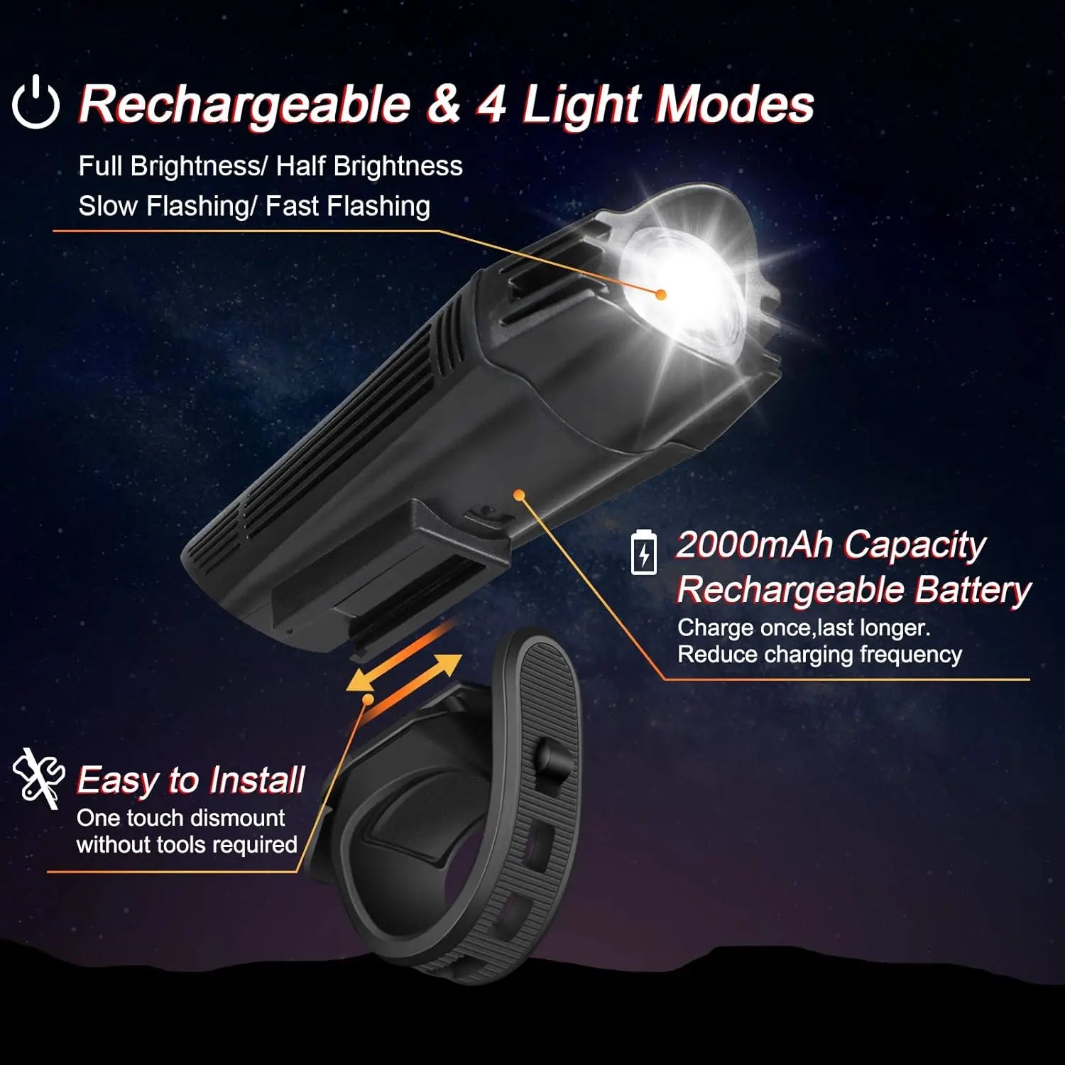 USB Rechargeable Front Headlight and Back Taillight Headlight+Taillight
