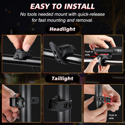 USB Rechargeable Front Headlight and Back Taillight