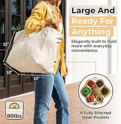 Canvas Grocery Bag 3pc GYROOR Grocery-Bag