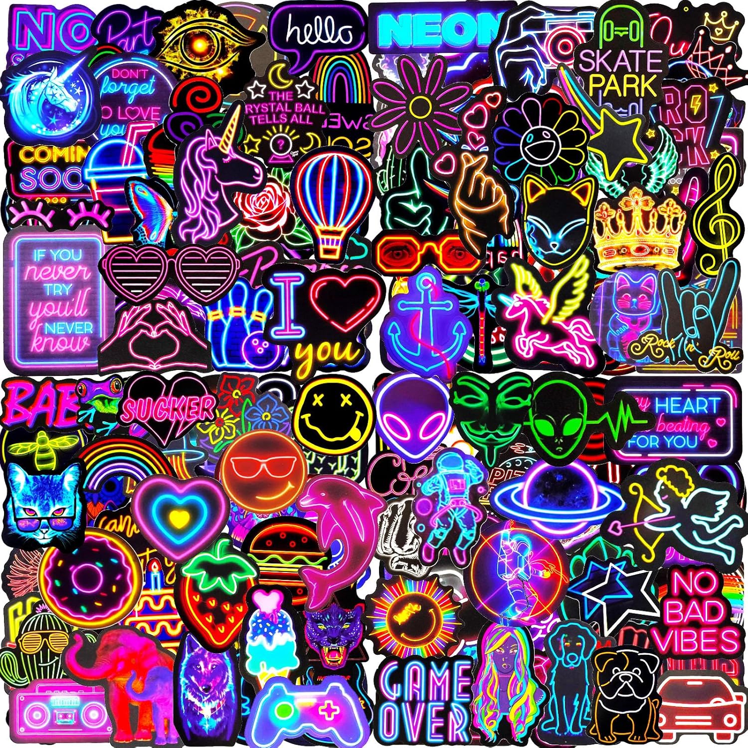 Cool Neon Stickers 200 PCS