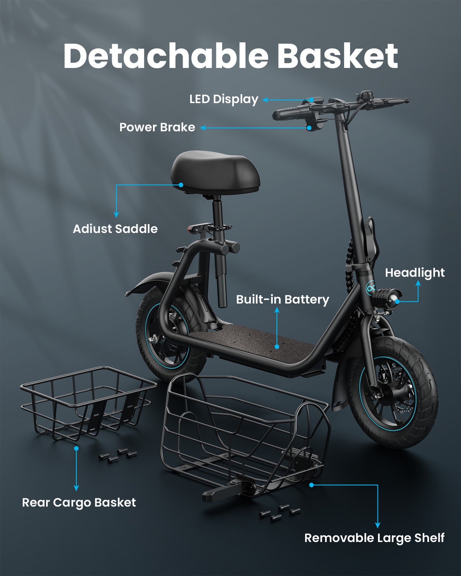 electric motor scooter with seat