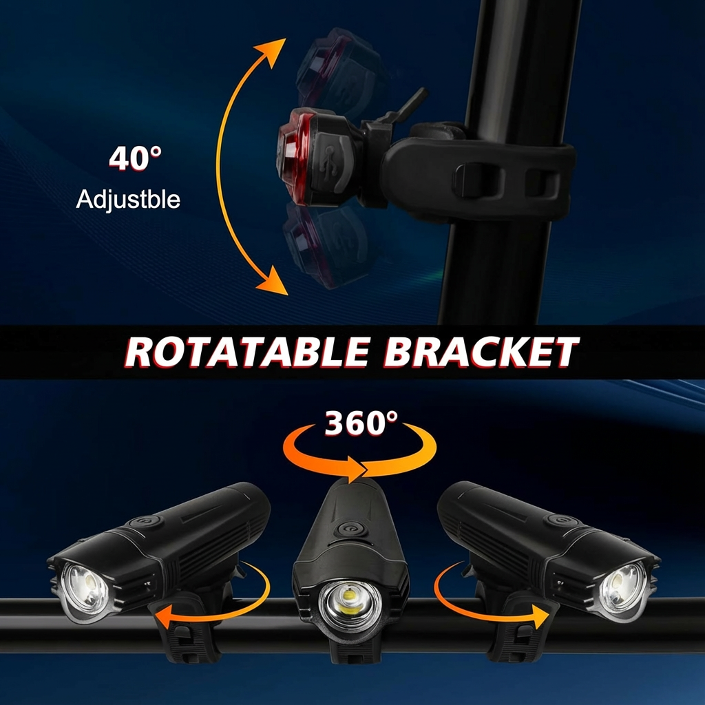 USB Rechargeable Front Headlight and Back Taillight