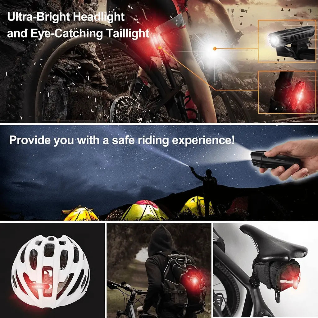 USB Rechargeable Front Headlight and Back Taillight Headlight+Taillight