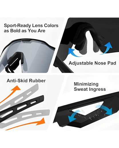 Cycling Sunglasses for Men & Women Sunglasses-Black Sunglasses-White