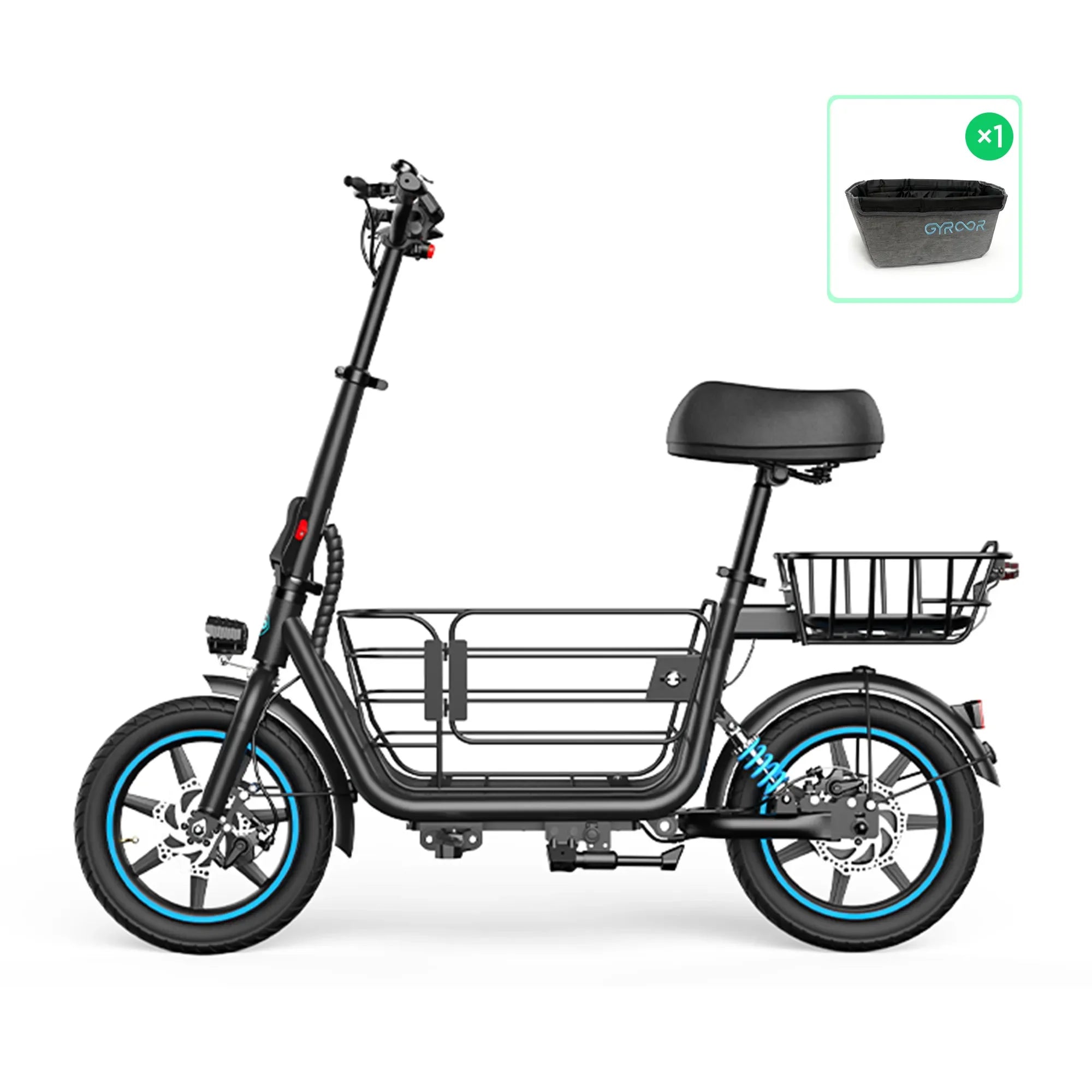 Gyroor C1Plus 1000W Electric Scooter with Dual Baskets for Pets & Cargo