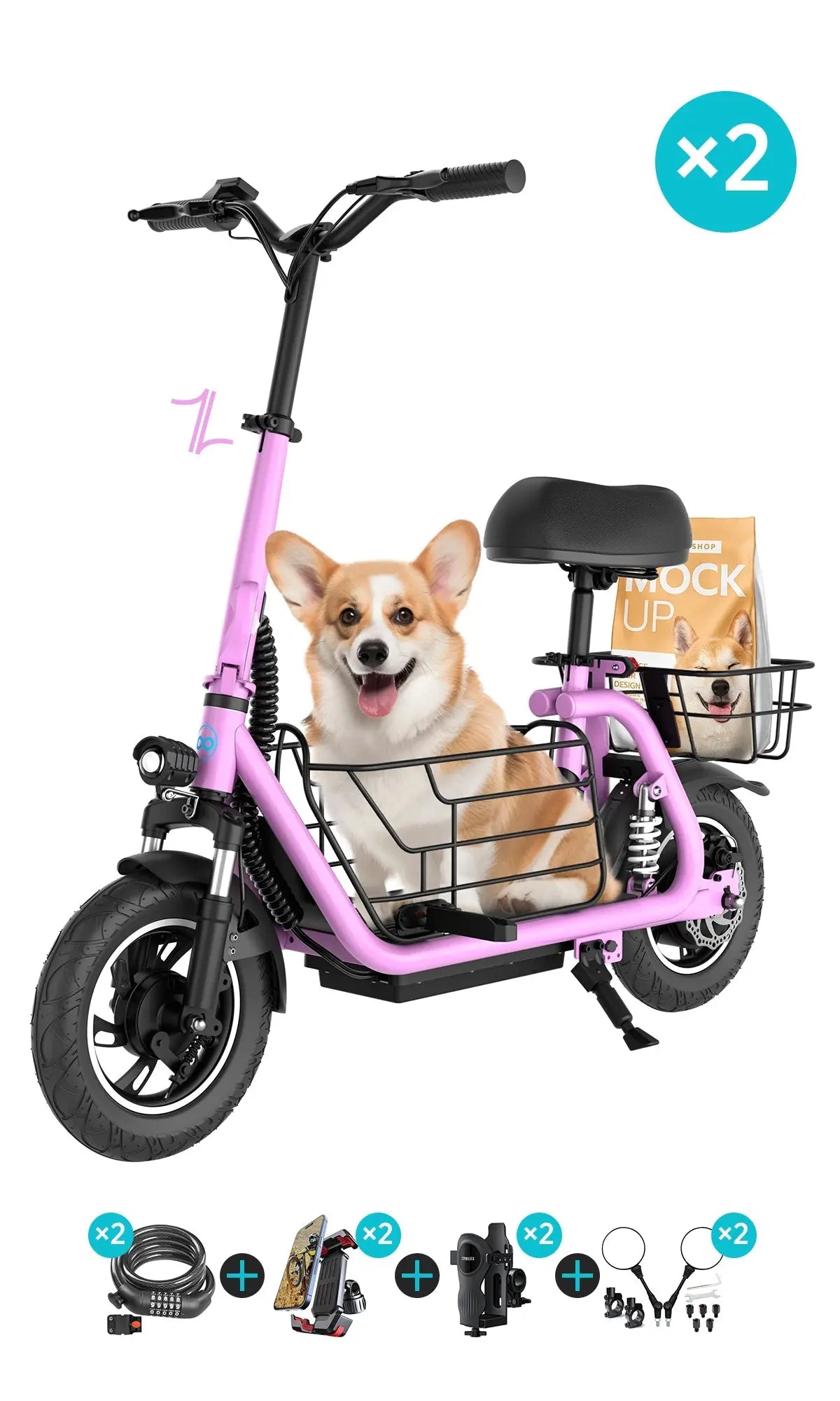 pink electric scooter accessories free gift two phone holders scooter locks cup holders and mirrors
