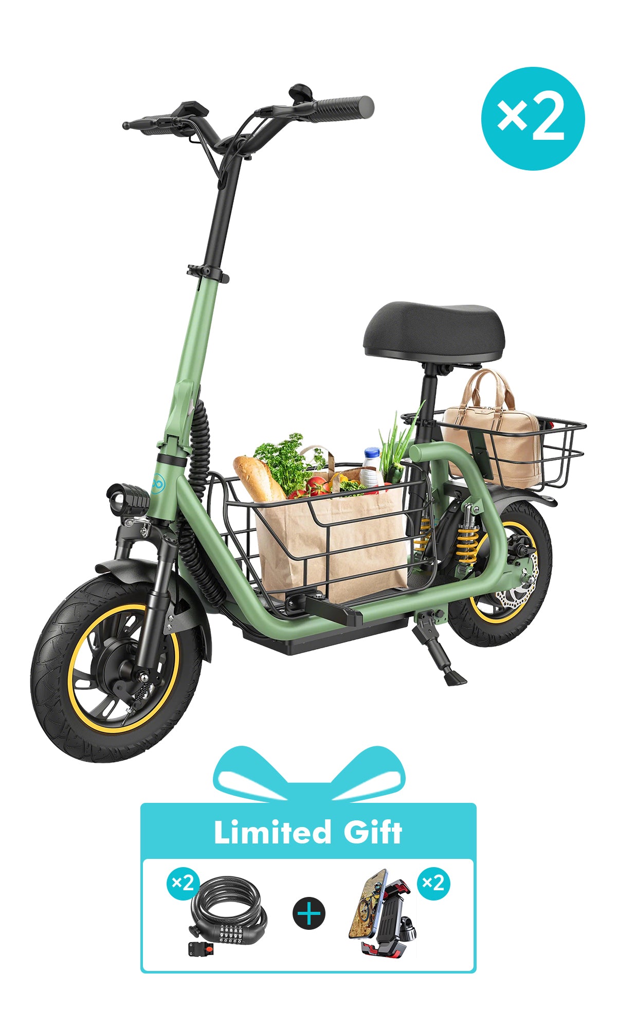 Gyroor C1 Pro 800W Scooter – Dual Baskets for Cargo & Pets