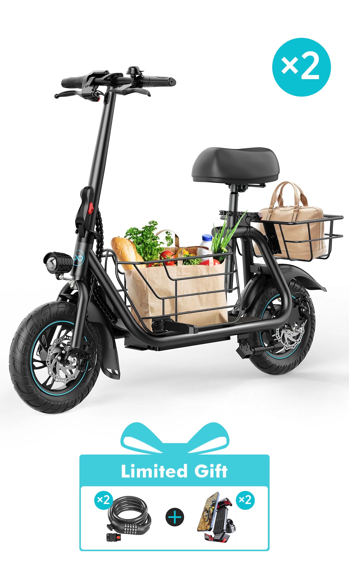 Gyroor C1S Electric Scooter 800W Partner Pack