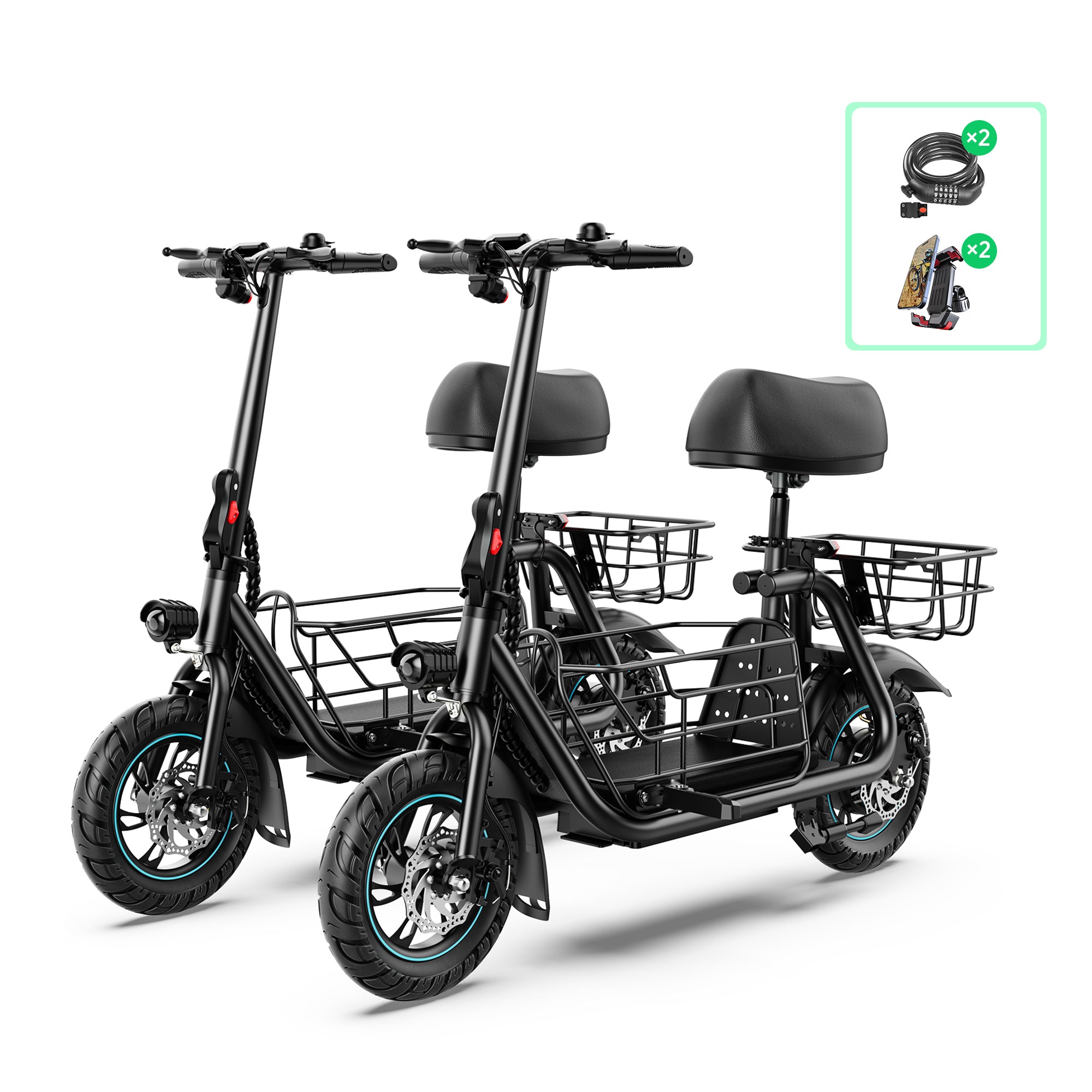 Gyroor C1S Electric Scooter 800W – Front & Rear Baskets