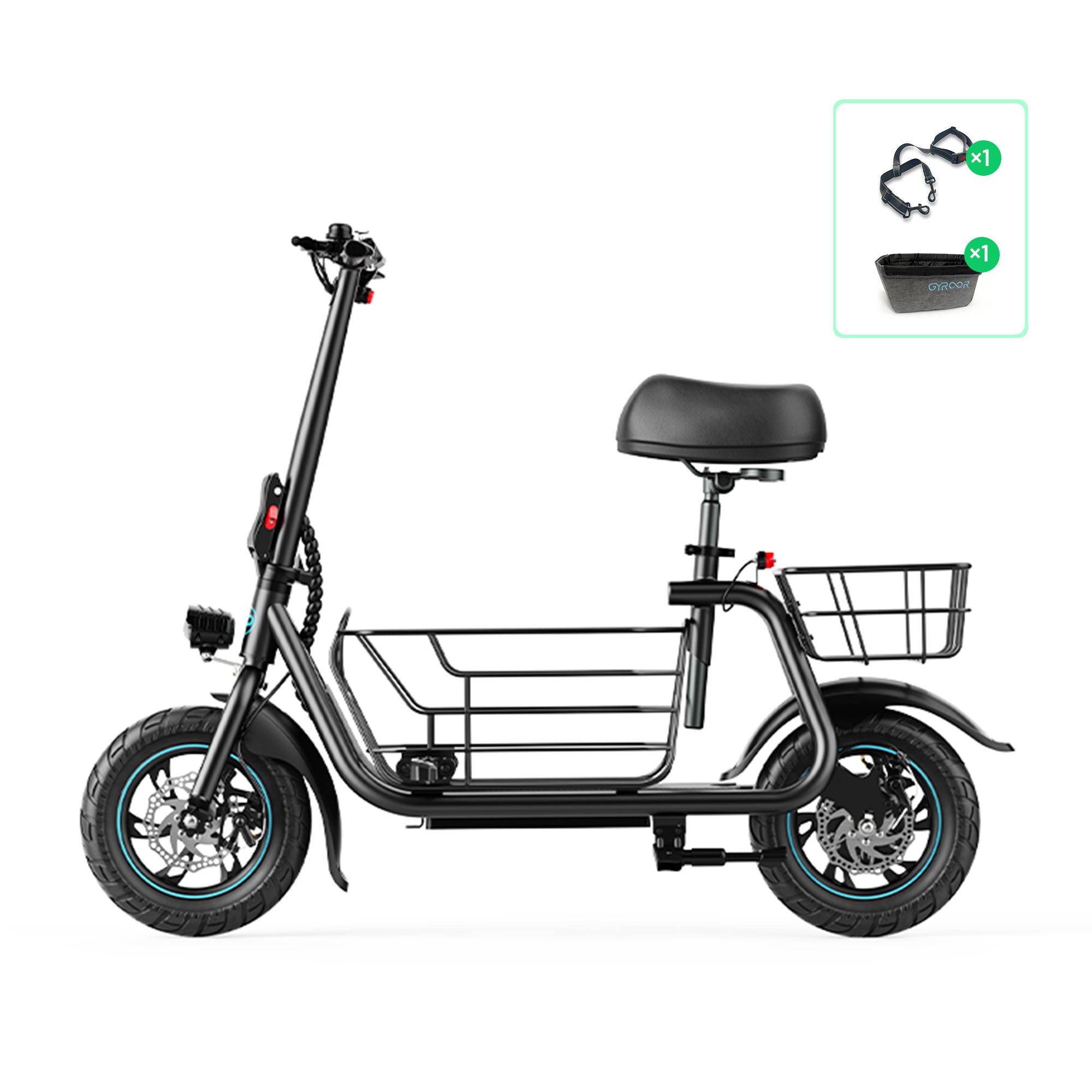 <tc>Gyroor</tc> Trottinette électrique C1S 800 W (crête) avec panier avant et arrière amovible