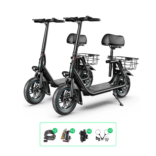 electric scooters accessories bundle with two scooters locks phone holders cup holders and rearview mirrors
