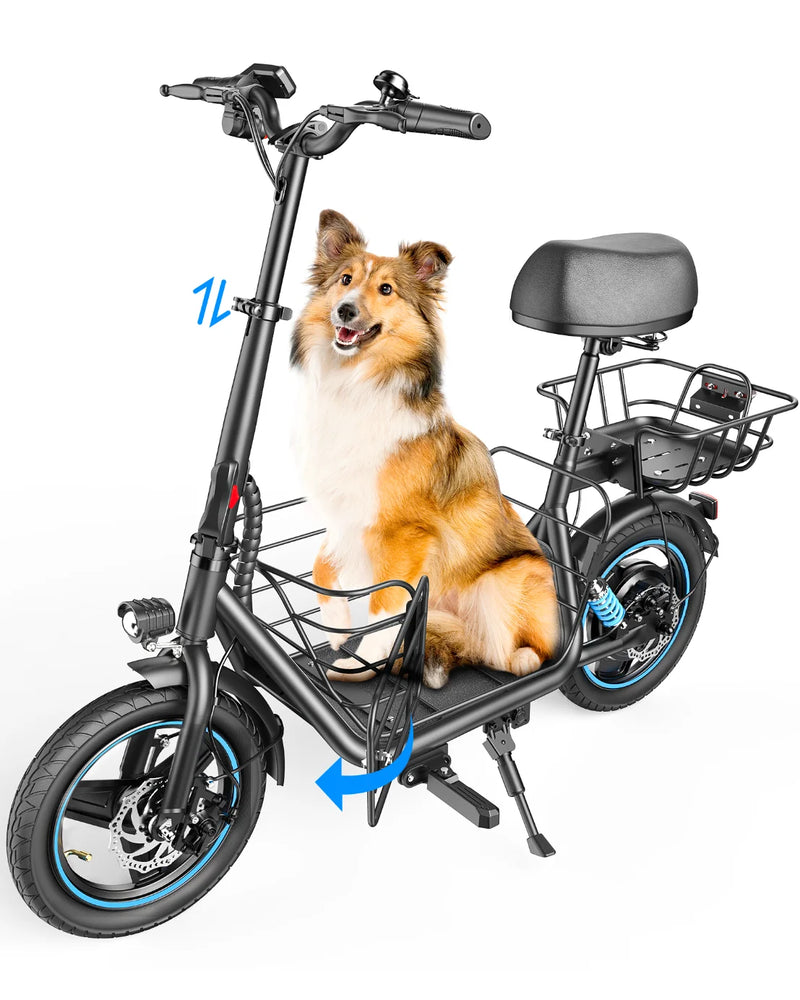 C1 Plus electric scooter with pet seat and large cargo basket