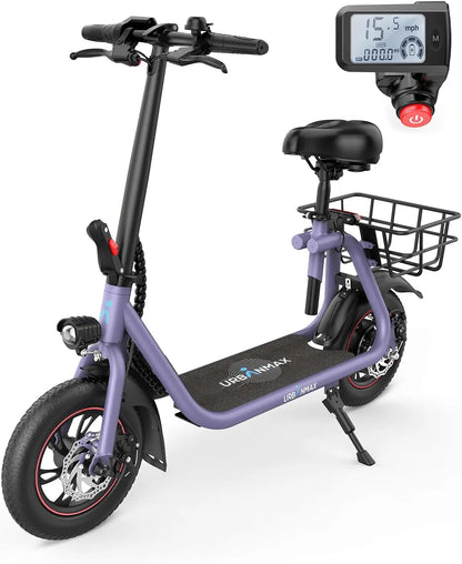 Gyroor C1 purple seated electric scooter, 550W, 12-inch pneumatic tires
