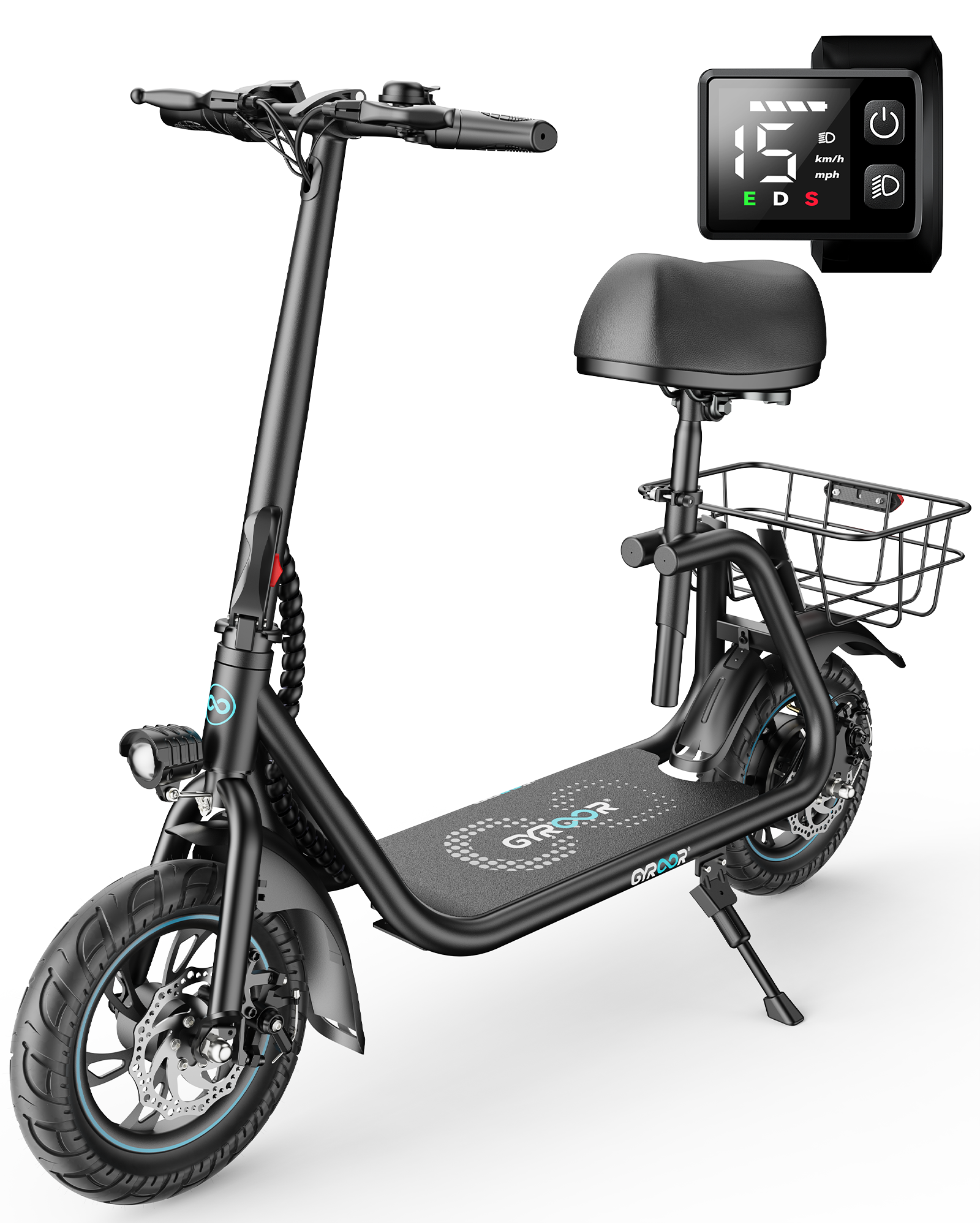Foldable Electric Scooter with Seat for Adults | Gyroor C1 550W(Peak)