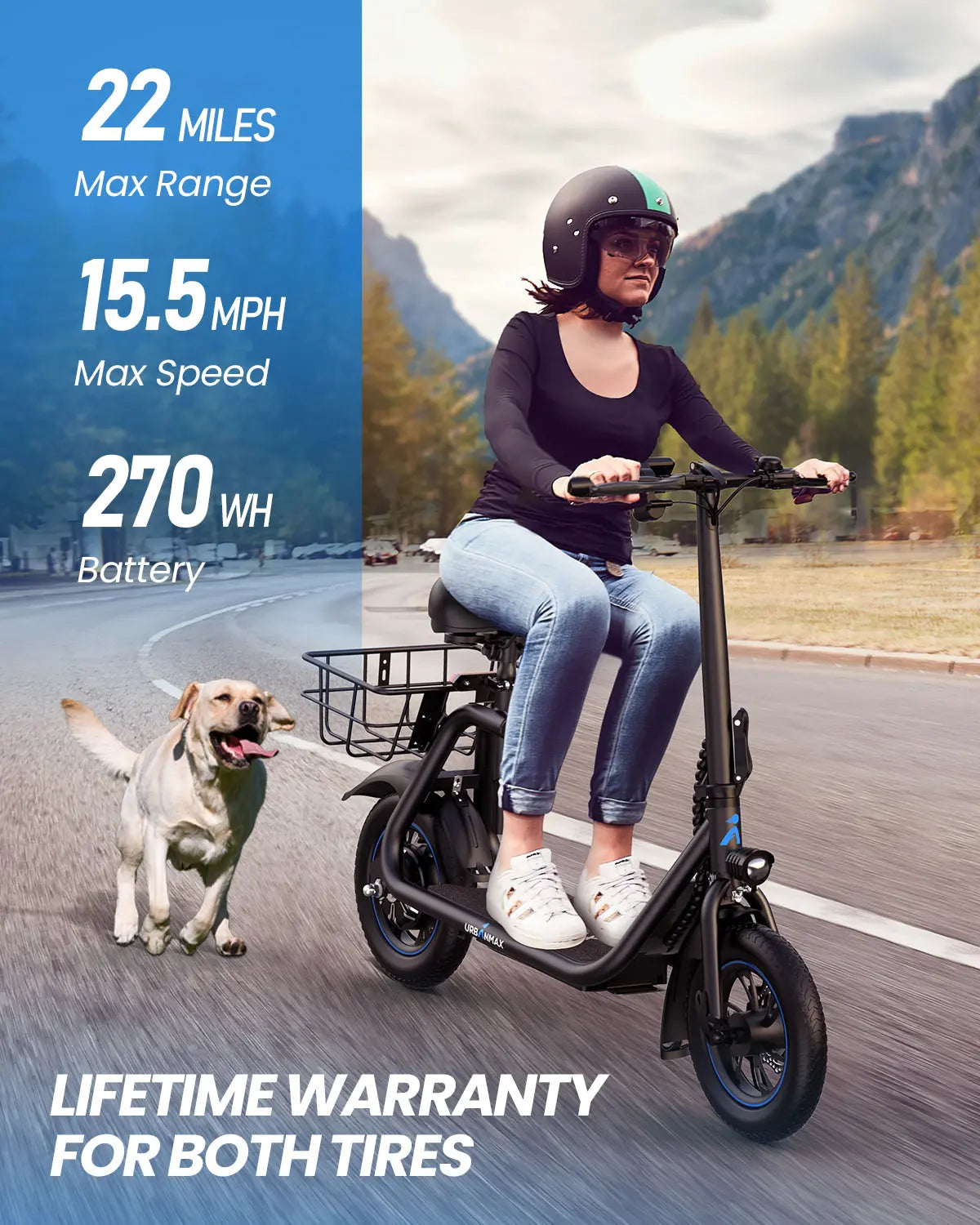 Gyroor C1 electric scooter 22-mile range, 15.5 mph, 270Wh battery specs