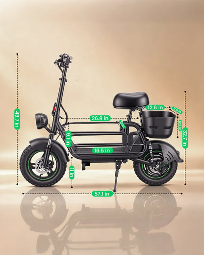 Gyroor C1Max 1200W(Peak) Electric Scooter with Dual Baskets for Pets & Cargo(Pre-Order)