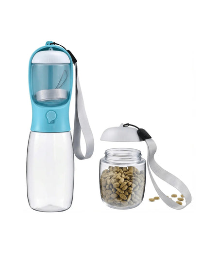 Dog Water Bottle with Food Container Dog-Water-Bottle-Blue-10oz Dog-Water-Bottle-Blue-19oz Dog-Water-Bottle-Pink-10oz Dog-Water-Bottle-Pink-19oz