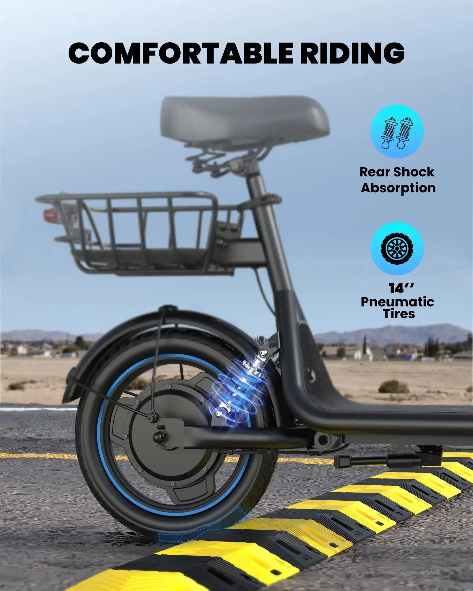 Gyroor C1Plus electric scooter with rear shock absorption for a smoother ride