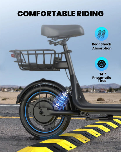 Gyroor C1Plus electric scooter with rear shock absorption for a smoother ride