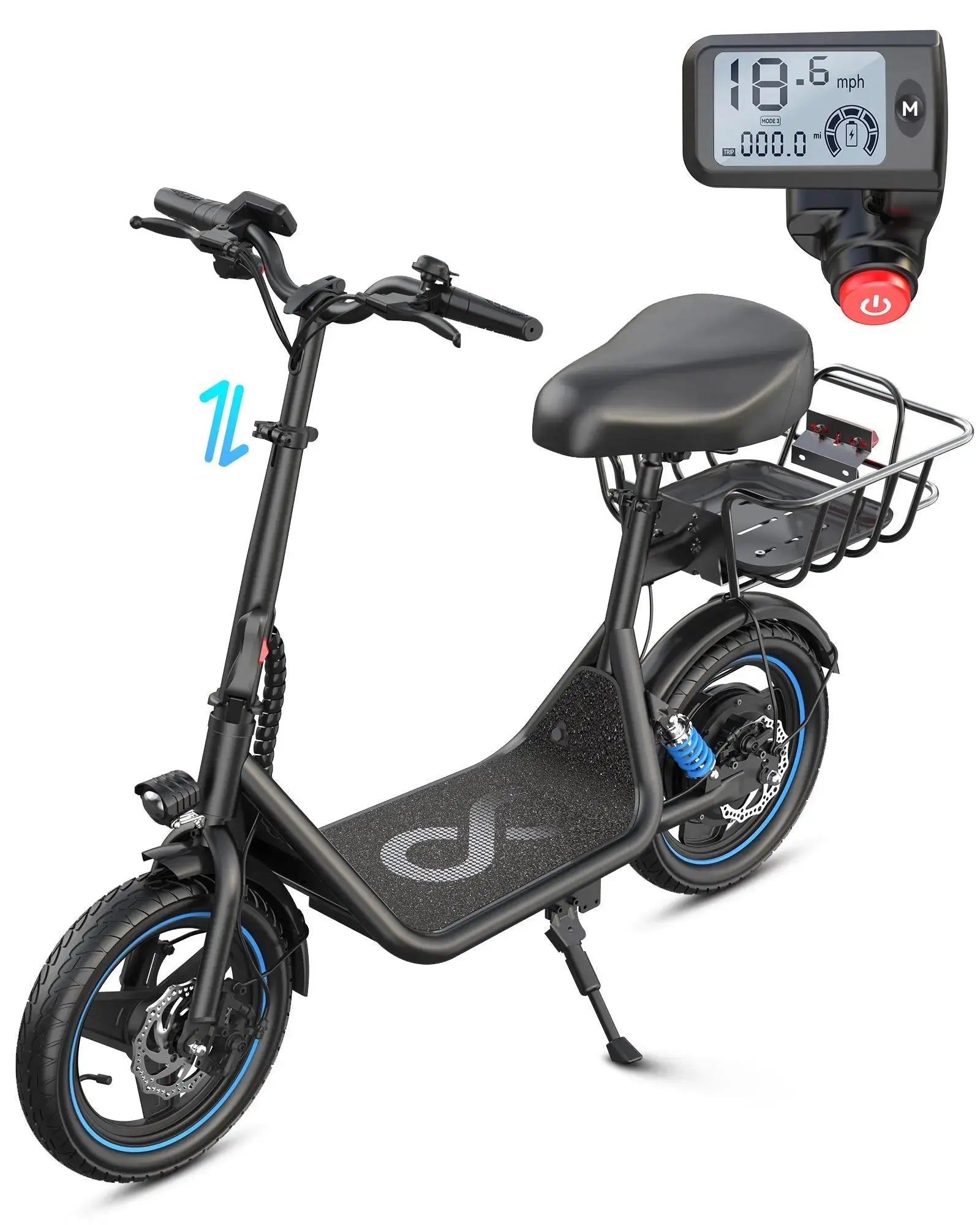 Gyroor C1 foldable electric scooter with rear storage baskets