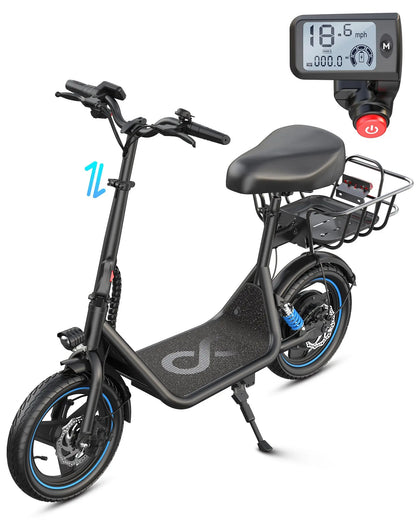 Gyroor C1 foldable electric scooter with rear storage baskets