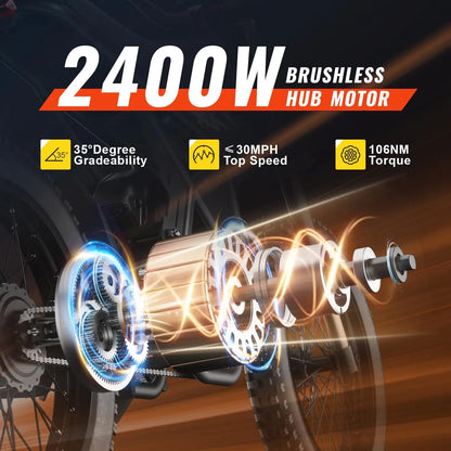 Gyroor GT73 2400W peak electric dirt bike, 37MPH top speed, front view