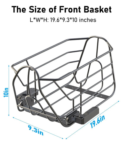 electric scooter with large detachable front basket for cargo and daily commuting use