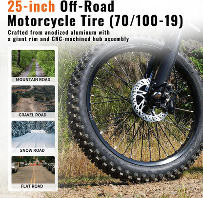 Gyroor GT73 electric dirt bike 25-inch all-terrain fat tires