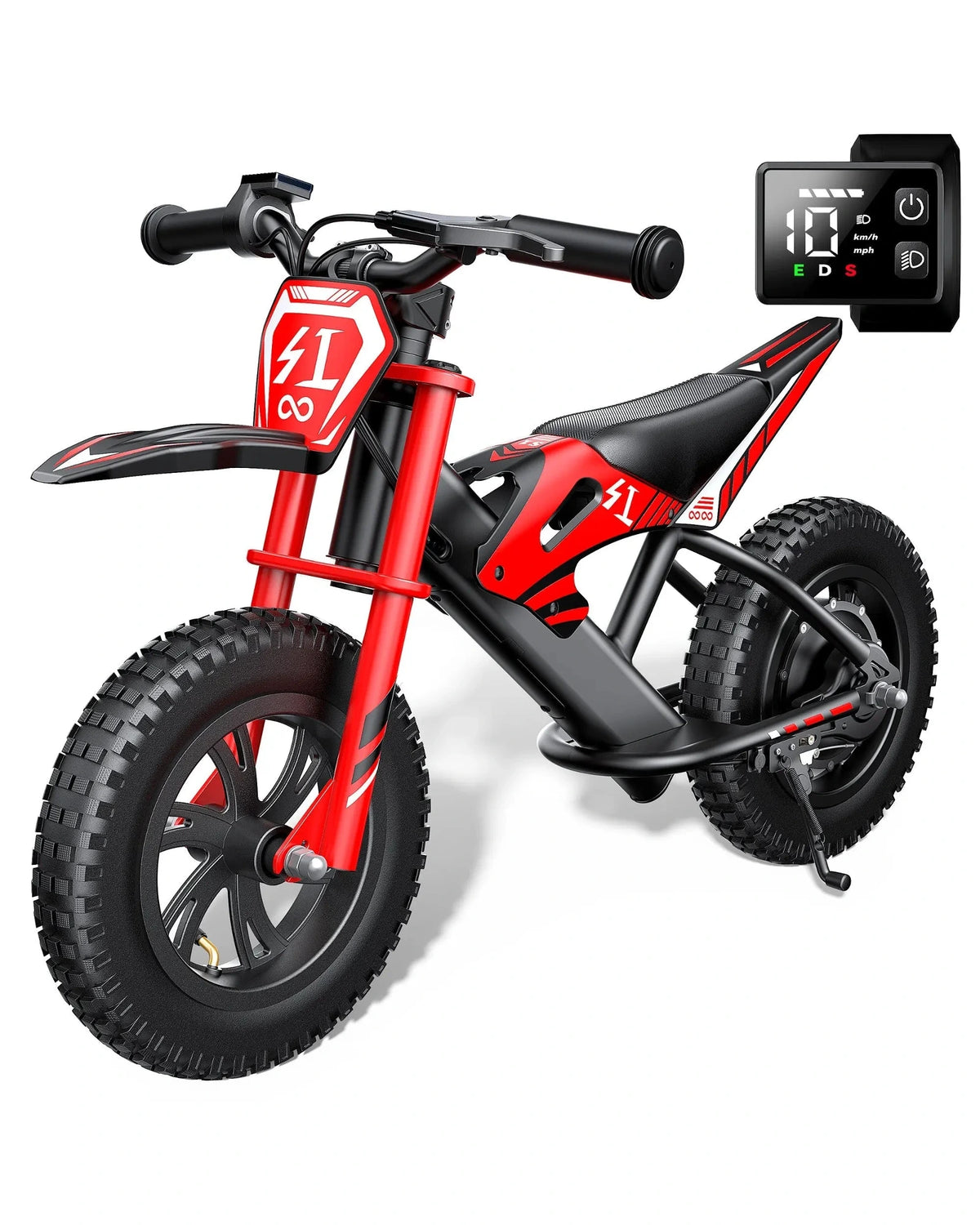 Gyroor kids electric motocross bike in red for ages 6-12