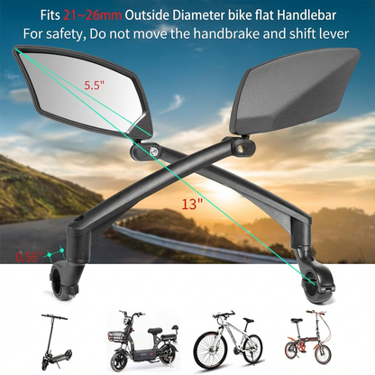 Ajustable and Rotatable Handlebar Mirror - E-Bike & Scooter