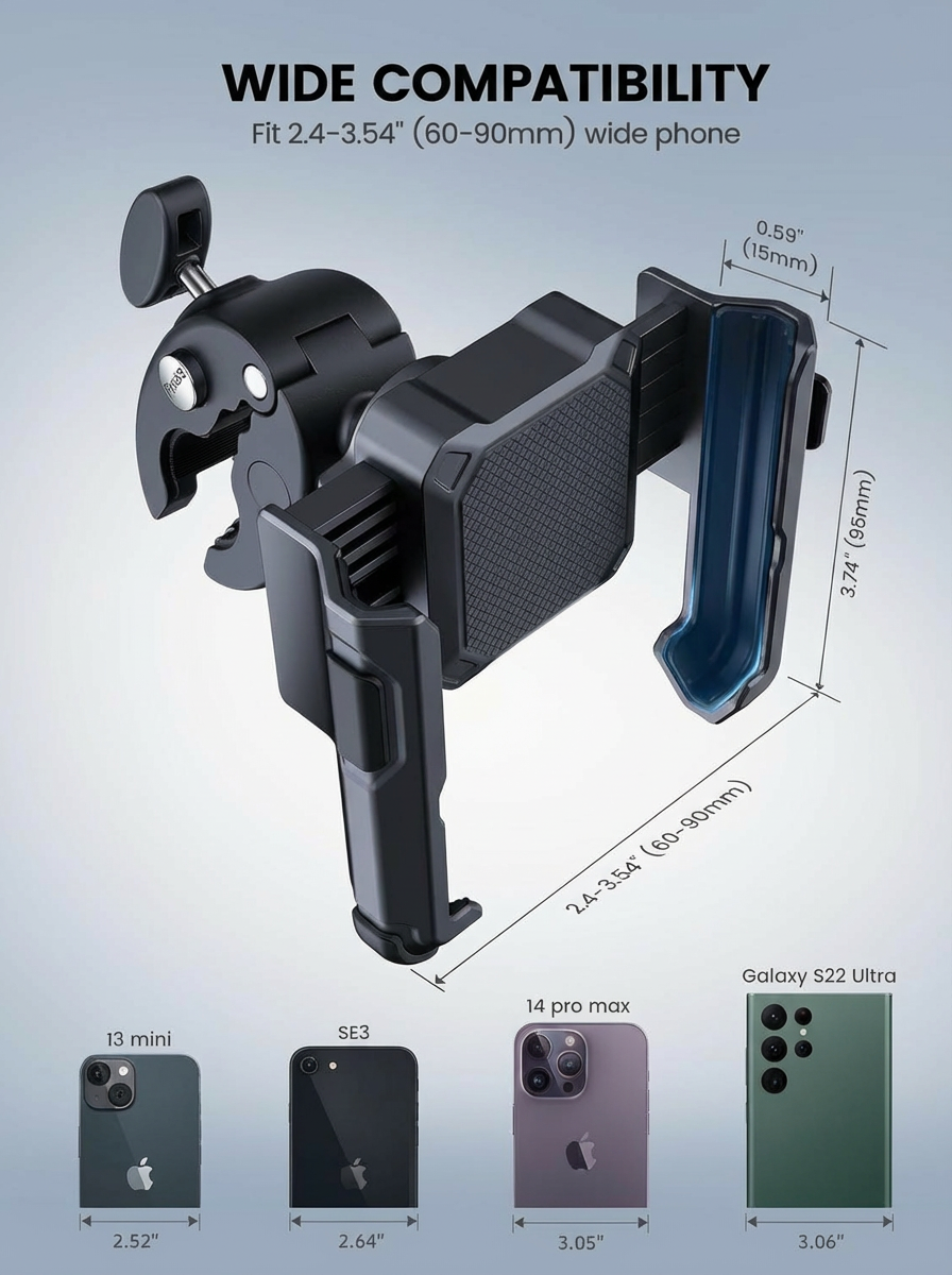 Phone Mount Holder for Ebike & EScooter 【1s Lock & Release】