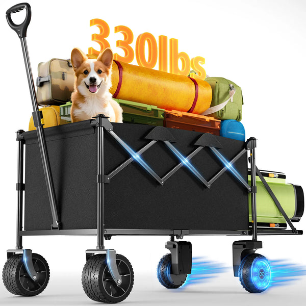 Gyroor P7R Foldable Electric Utility Wagon, 2*300W Motor Drive & 6.5" All Terrain Wheel