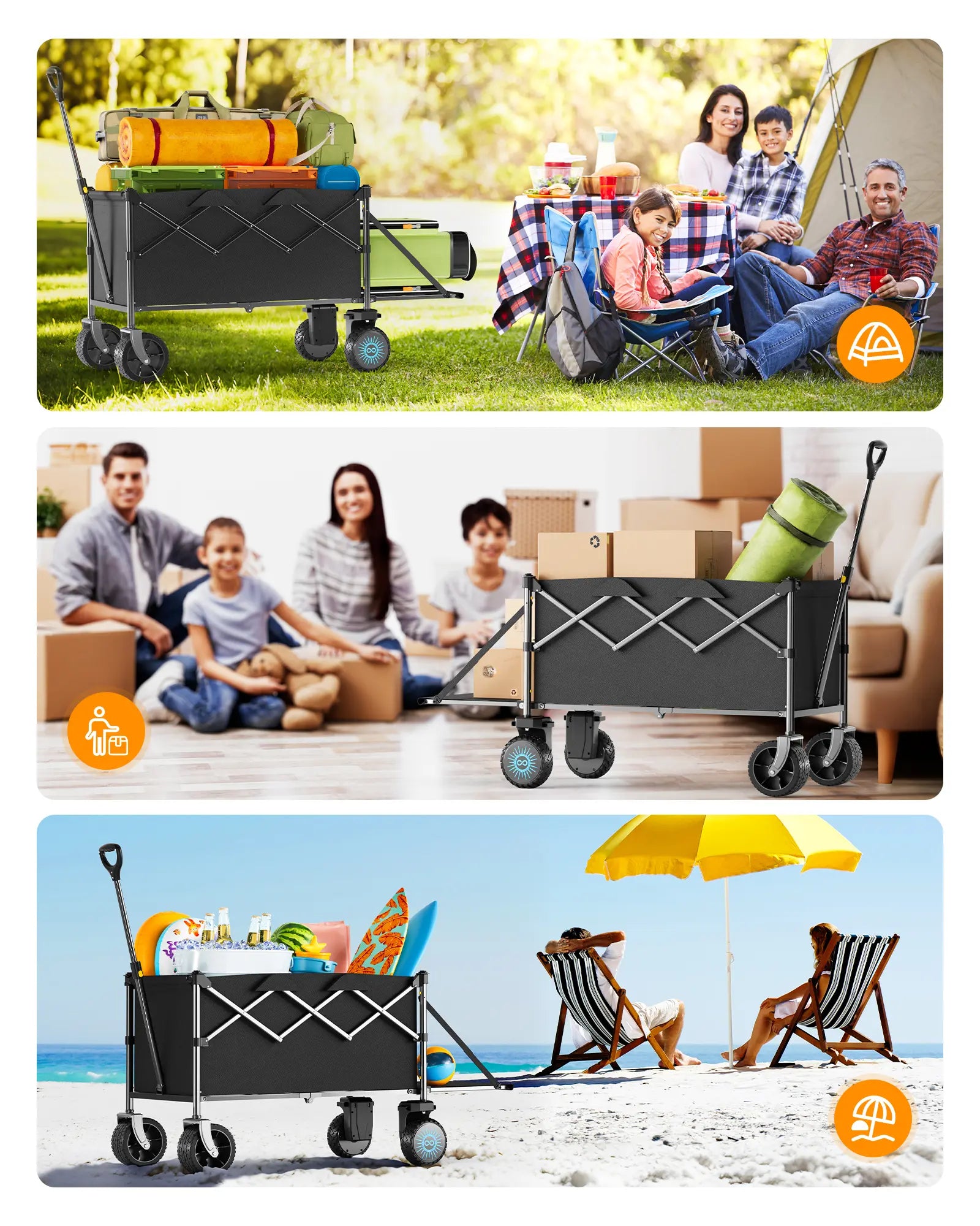 Gyroor P7R Foldable Electric Utility Wagon, 2*300W Motor Drive & 6.5" All Terrain Wheel