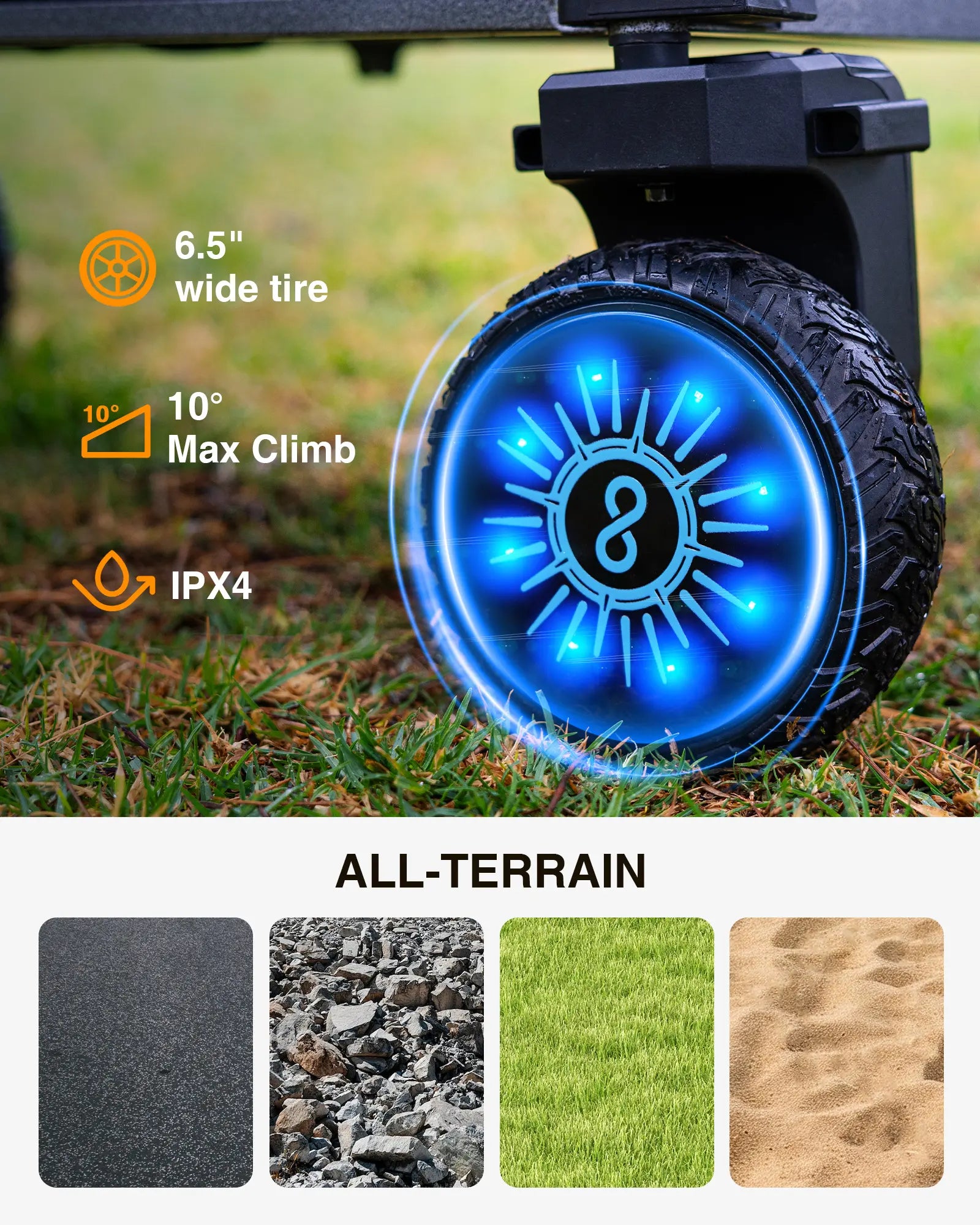 Gyroor P7R Foldable Electric Utility Wagon, 2*300W Motor Drive & 6.5" All Terrain Wheel