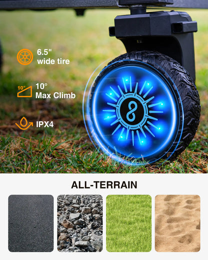 Gyroor P7R Foldable Electric Utility Wagon, 2*300W Motor Drive & 6.5" All Terrain Wheel