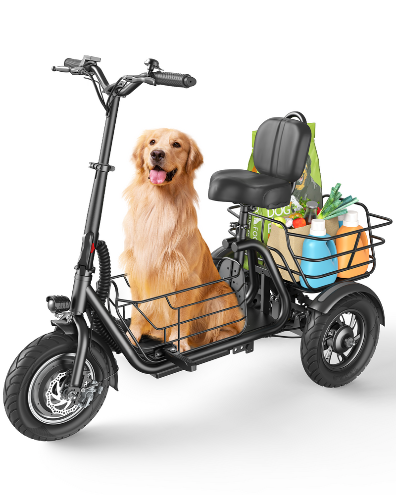 <tc>Gyroor</tc> Tricycle électrique C5 avec paniers doubles amovibles, 1 000 W (crête) et autonomie de 48 km