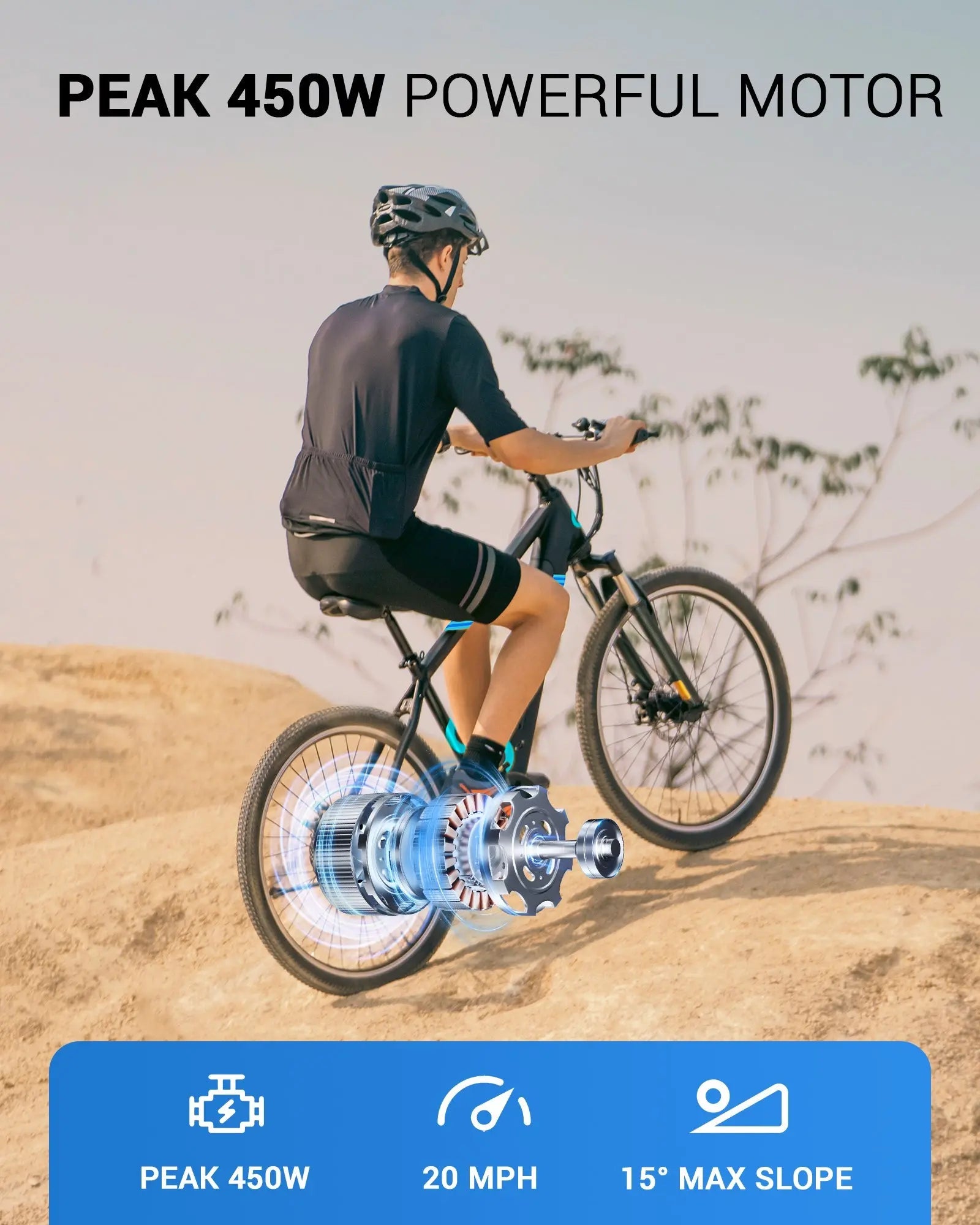 Gyroor EB262 electric bike 550W motor detail on rear wheel